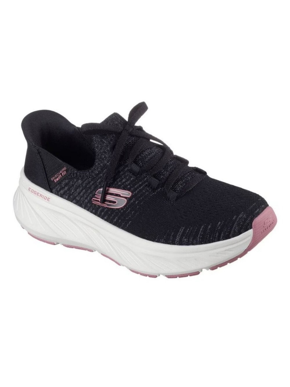 Skechers Hands Free Swift Fit Stretch Knit Sneakers Black/Pink Size 7